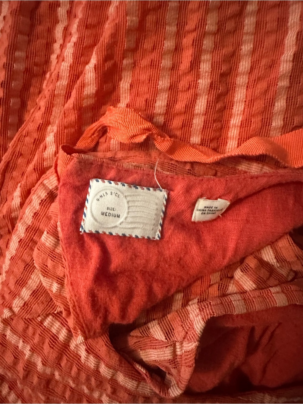 Anthropologie Postmark retro coral striped dress midi dress M - Picture 2 of 5